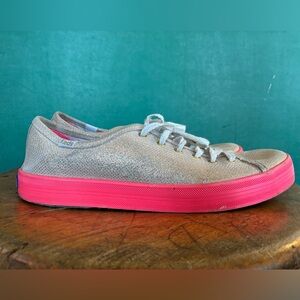 Oh Joy! For Keds - women’s gold glitter sneakers with hot pink soles